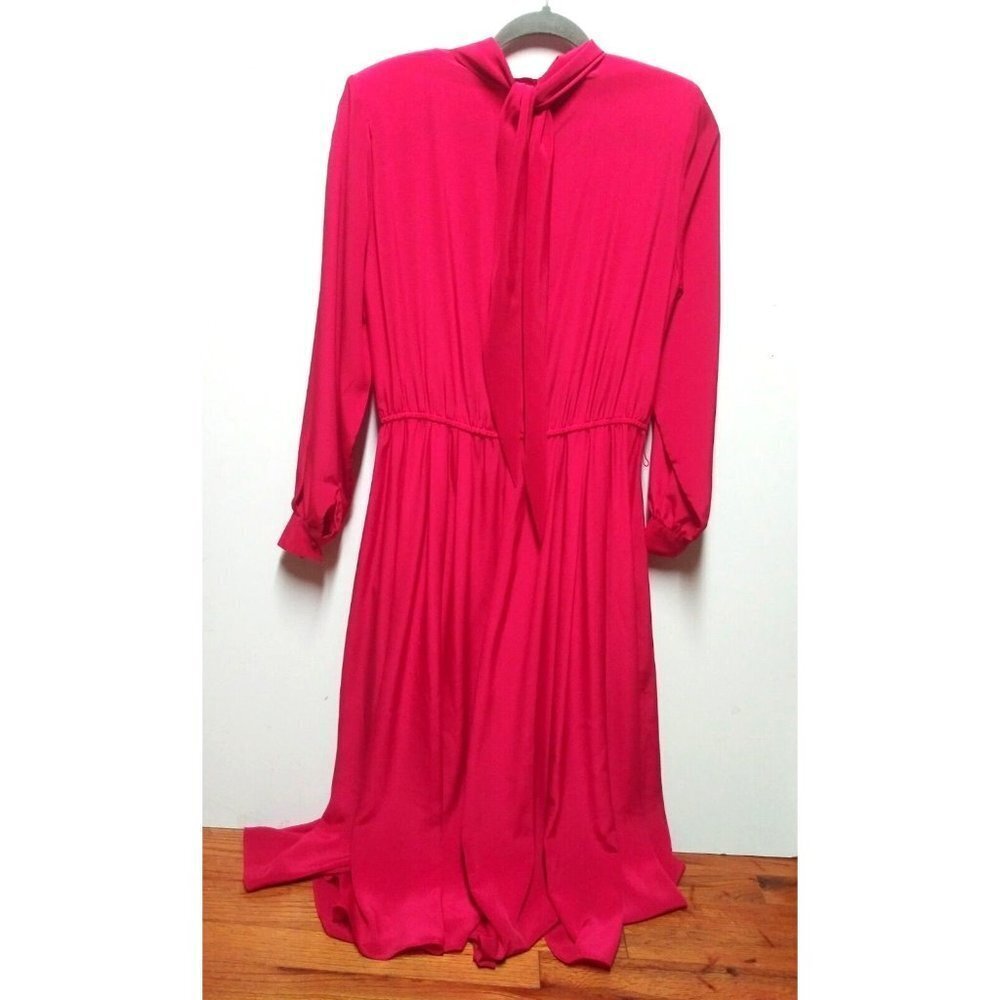 VTG 80s Alain Toussaint midi dress Size 8M RED Christmas Secretary dress flare